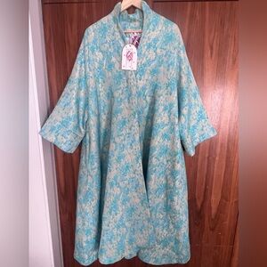La Vie Style House Blue and Gold Brocade Caftan
